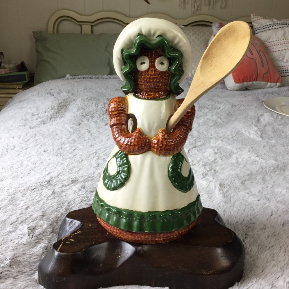 Vintage 1979 Sittre Ceramic Burlap Ragdoll Lady Utensil Holder Ragdoll